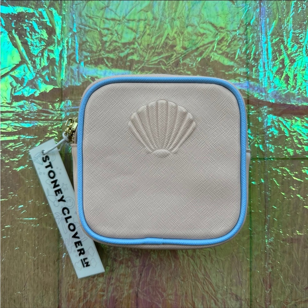 🆕 Stoney Clover Lane Vegan Leather Pink Shell Embossed Peach Mini Pouch